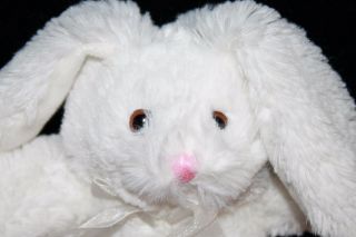 Animal Adventure White Plush Easter Bunny Rabbit 10 " 2015 Soft Toy Bow Pink Nose
