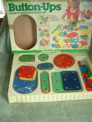 Vtg Fisher Price Button Ups Arts Crafts Set 702 Fabric Buttons Box 1980 Complete