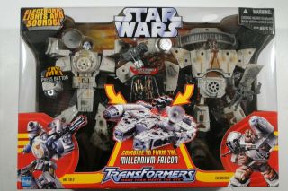 Star Wars Transformers Han Solo Chewbacca Millennium Falcon 2006 Hasbro