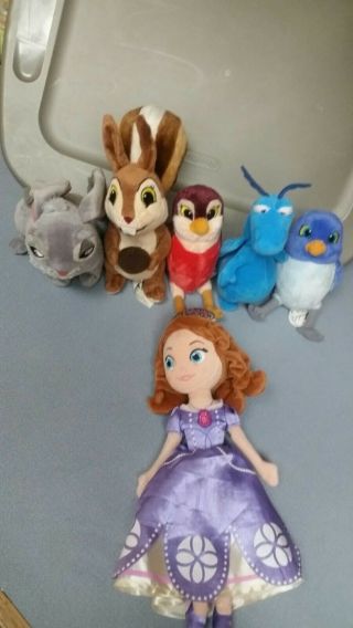 Disney Sophia The First Plush Doll Friends Bird Squirrel Bunny
