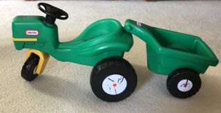 Vintage Little Tikes Dollhouse Accessories Green Garden Tractor With Trailer