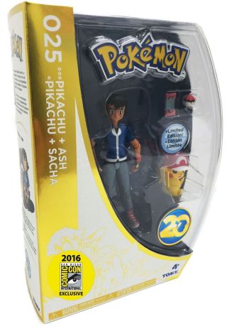 2016 Sdcc Comic - Con Exclusive 20th Anniversary Ash & Pikachu Figure Set Tomy Nip