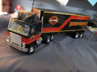 Nylint Harley Davidson Pressed Tin Tractor/trailer.  Gmc Astro Cabover.
