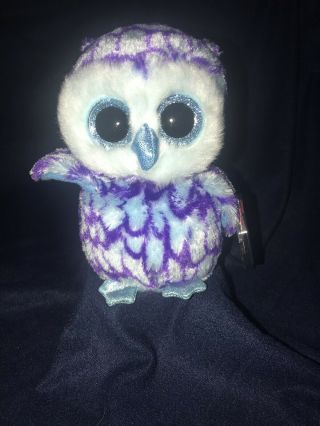 Ty Beanie Boos 6 " Oscar The Blue Purple Owl Plush - With Tags