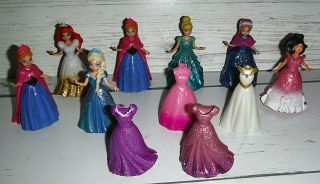 7 Disney Princess Magiclip Magic Clip Dolls Figures With Dresses