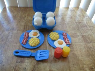 Vintage Fisher Price Fun With Food Breakfast Set Eggs And Bacon For Two