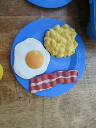 Vintage Fisher Price Fun With Food Breakfast Set Eggs and Bacon for two 3