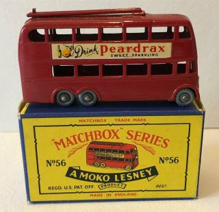 Orig Matchbox Series 1961 Moko Lesney No 56a London Double Decker Trolley Bus