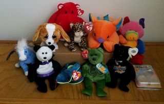 10 Ty Beanie Baby Classic Boo 2.  0 Pillow Pal Pluffies Hissy Snake Errors
