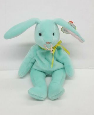 1996 Ty Beanie Baby Hippity Green Bunny Rabbit With Tag