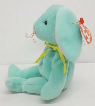 1996 Ty Beanie Baby Hippity Green Bunny Rabbit With Tag 2