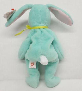 1996 Ty Beanie Baby Hippity Green Bunny Rabbit With Tag 3