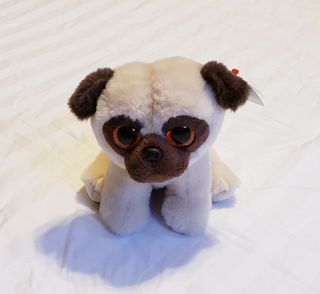Ty Beanie Boos 6 " Beanbag Plush Stuffed Animal Pug Dog Glitter Eyes Rufus