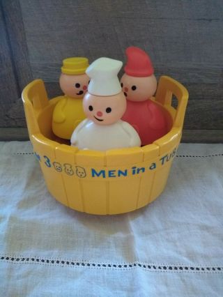 Vintage Fisher Price Toy 3 Men In A Tub Butcher Baker Candlestick Maker