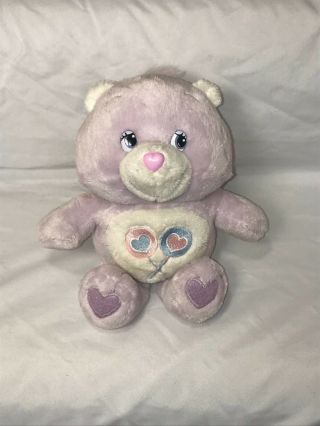 9.  5” Purple Share Bear Care Bears Baby Plush Lollipop Hearts 2006 Prestige Toy