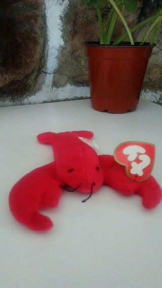 Rare - Collectible - Ty Beanie Baby - Pinchers The Lobster - First Gen - Pvc Pellets