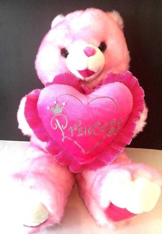 2007 Dan Dee Pink 18” Plush Sweetheart Pink Big Teddy Bear " Princess " Lovey