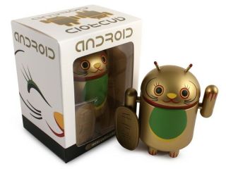 Android Mini Collectible Lucky Cat Series - Gold [open Eyes] By Shane Jessup