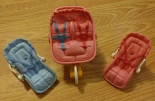 Fisher Price Loving Family Twins Double Stroller Pink Blue Car Seat Baby Carrier