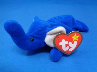 Ty Teenie Beanie Babies - Peanut The Rare Royal Blue Elephant (6 Inch) Plush Toy