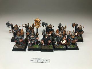 Warhammer Dispossessed Aos Dwarf - Longbeards With Command - X 10 Metal Oop