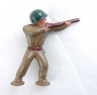 Barclay Manoil LEAD METAL SOLDIER Standing Gunman WWII Brown Military S40 5