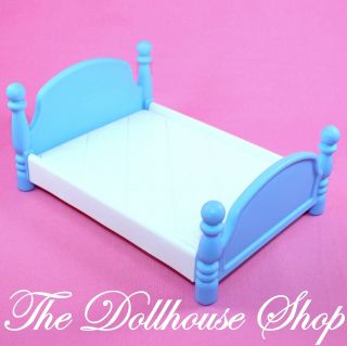 Little Tikes Grand Mansion Dollhouse Parents Bedroom Blue White Doll Bed