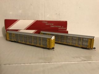2 Red Caboose N Bi - Level Auto Rack Union Pacific Up “building America”