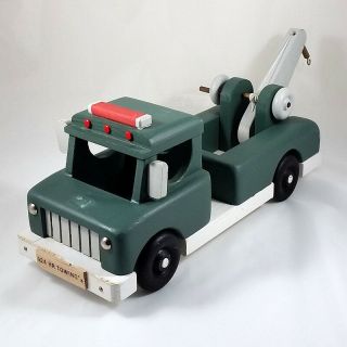 Rare Vintage Hand Crafted At The Maine State Prison Wooden Tow Truck Toy Usa