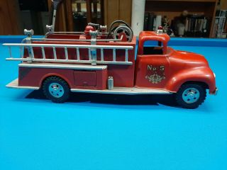 Vintage 1957 Tonka Press Steel Fire Truck 5 With Fire Hydrant Ladder And Hoses