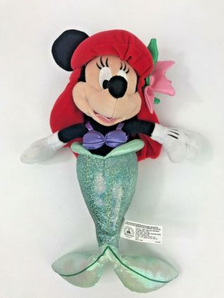 Disney Parks Minnie Mouse Plush Doll Ariel The Little Mermaid Princess 12 "