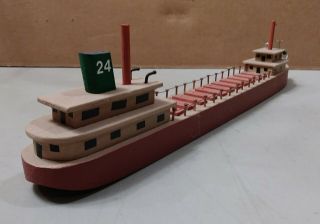Hand Made Great Lakes Wooden Freighter 24