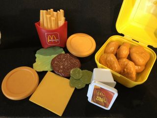 1988 Fisher - Price Mcdonalds Play Food Set - Burger,  Fries,  Chicken Nuggets,  Bbq