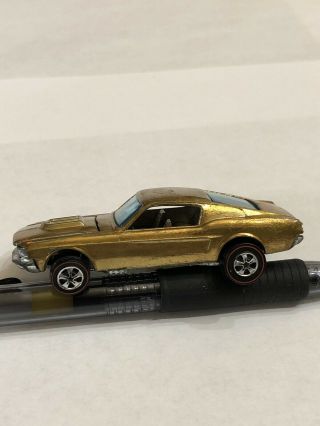 1967 Hot Wheels Redline Custom Mustang Gold Usa Nm