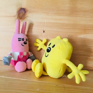 Ty Beanie Babies Wow Wow Wubbzy & Pink Widget Beanbag Plush Toy 6” & 8 "