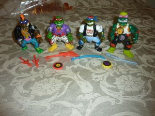 Vintage Tmnt Ninja Turtles Set Of 4 Rock N 