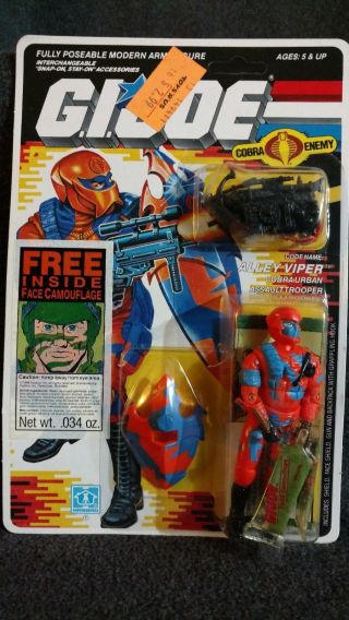 Vintage 1988 G.  I.  Joe Cobra Enemy Alley Viper Hasbro Mosc Unpunched