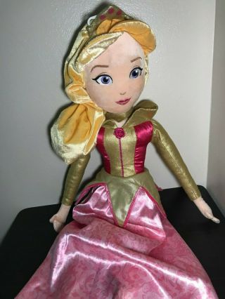 Disney Store Tangled Rapunzel Pink Princess Stuffed Plush Toy Doll Size 32 "