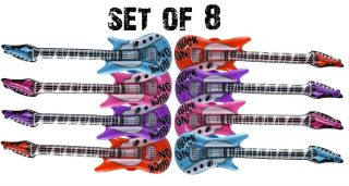 (set Of 8) 42 " Rock Guitar Inflatable - Inflate Blow Up Toy Party Decoration