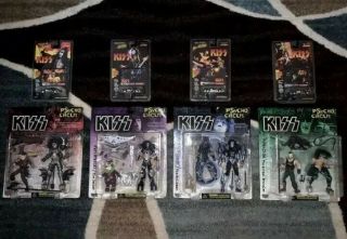Kiss Psycho Circus Figurines (set Of 4) And Kiss Cars (set Of 4) Never Opened