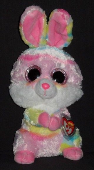 Ty Beanie Boos - Lollipop The 9 " Medium Tie Dyed Bunny - With Tag - See Pic