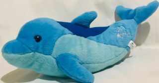 Sea World Busch Gardens Blue Bottlenose Dolphin Plush Stuffed Animal 18 "