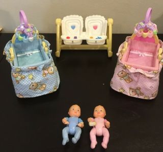 Fisher Price Loving Family Twin Baby Babies Nursery Furniture Swings Cribs