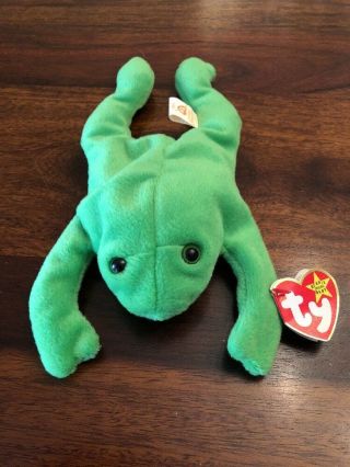 Rare Collectible Legs The Frog Ty Beanie Baby With Errors 1993