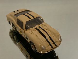 Vintage Aurora HO Scale Slot Car,  3 Tan W/ Black Racing Stripes 6