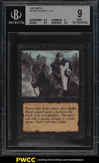 1993 Magic The Gathering Mtg Beta Black Knight U K Bgs 9 (pwcc)