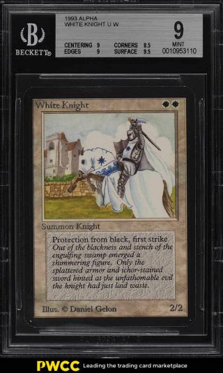 1993 Magic The Gathering Mtg Alpha White Knight U W Bgs 9 (pwcc)