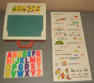 School Days Magnetic Play Desk With 26 Letters & 15 Cards - Fisher Price 1972