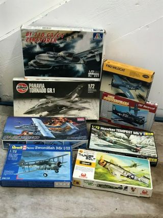 Revell,  Airfix etc 1/72 Various Aircraft Kits x 8,  Tornado,  Bronco,  Me.  Bf.  110 2