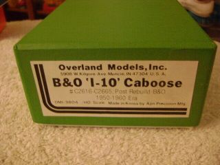 Old HO Brass Korea Overland Models OMI - 3804 B&O ' 1 - 10 ' Caboose / Box NOS 6